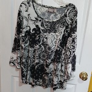 Chico's Black and White Patterned Blouse